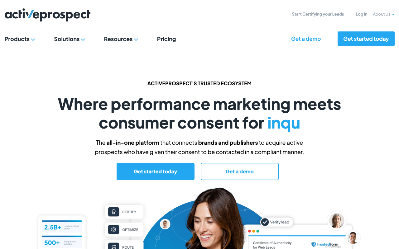 ActiveProspect / LeadConduit homepage, consent-based marketing platform