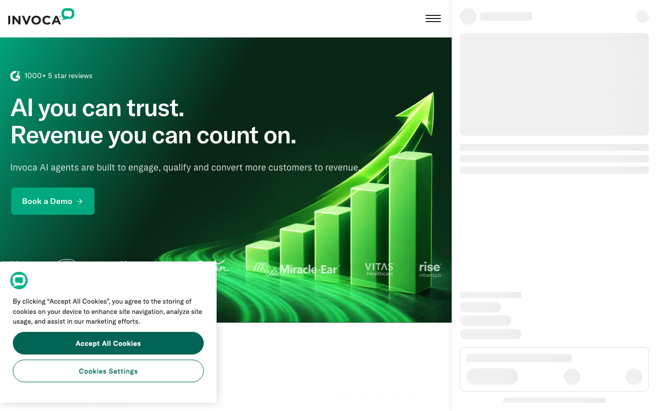Invoca homepage, AI call tracking and conversation intelligence