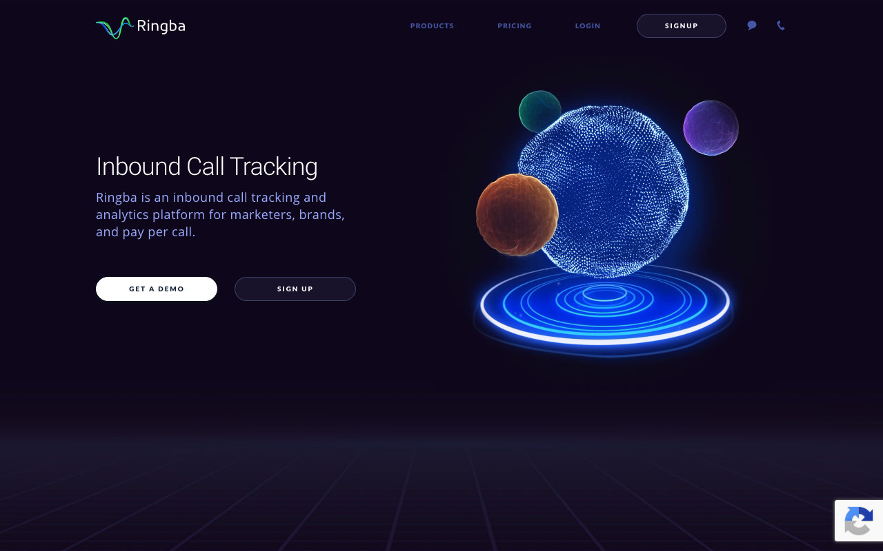 Ringba homepage, pay-per-call tracking and routing platform